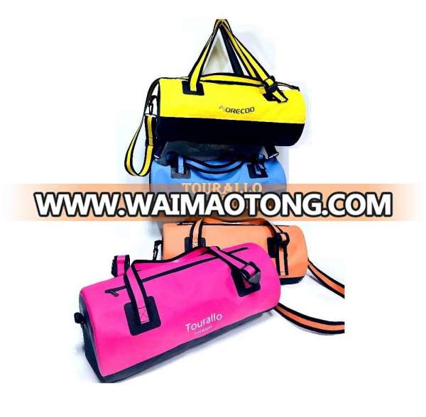 Waterproof dry bag plastic with zipper with shoulder straps sport duffel bag custom logo 500D PVC duffel bag