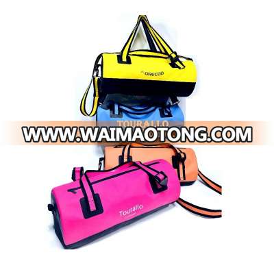 Waterproof dry bag plastic with zipper with shoulder straps sport duffel bag custom logo 500D PVC duffel bag